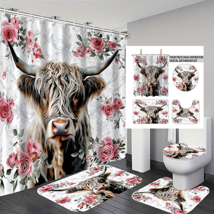 Artistic Highland Cow Bathroom Set Bowlift