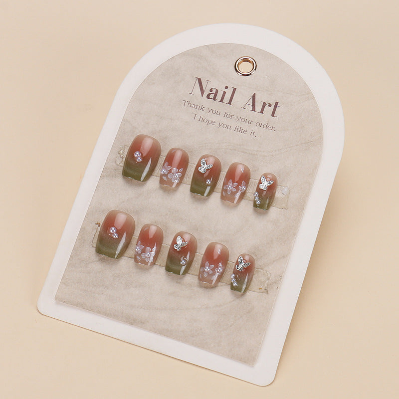 Floral Butterfly Press-On Nail Art Bowlift