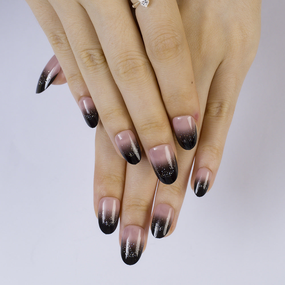 Artificial nails with elegant ombre design and sparkling accents Bowlift