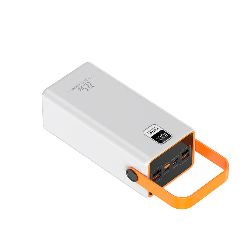 Portable power bank with innovative handling and digital charge level display Bowlift