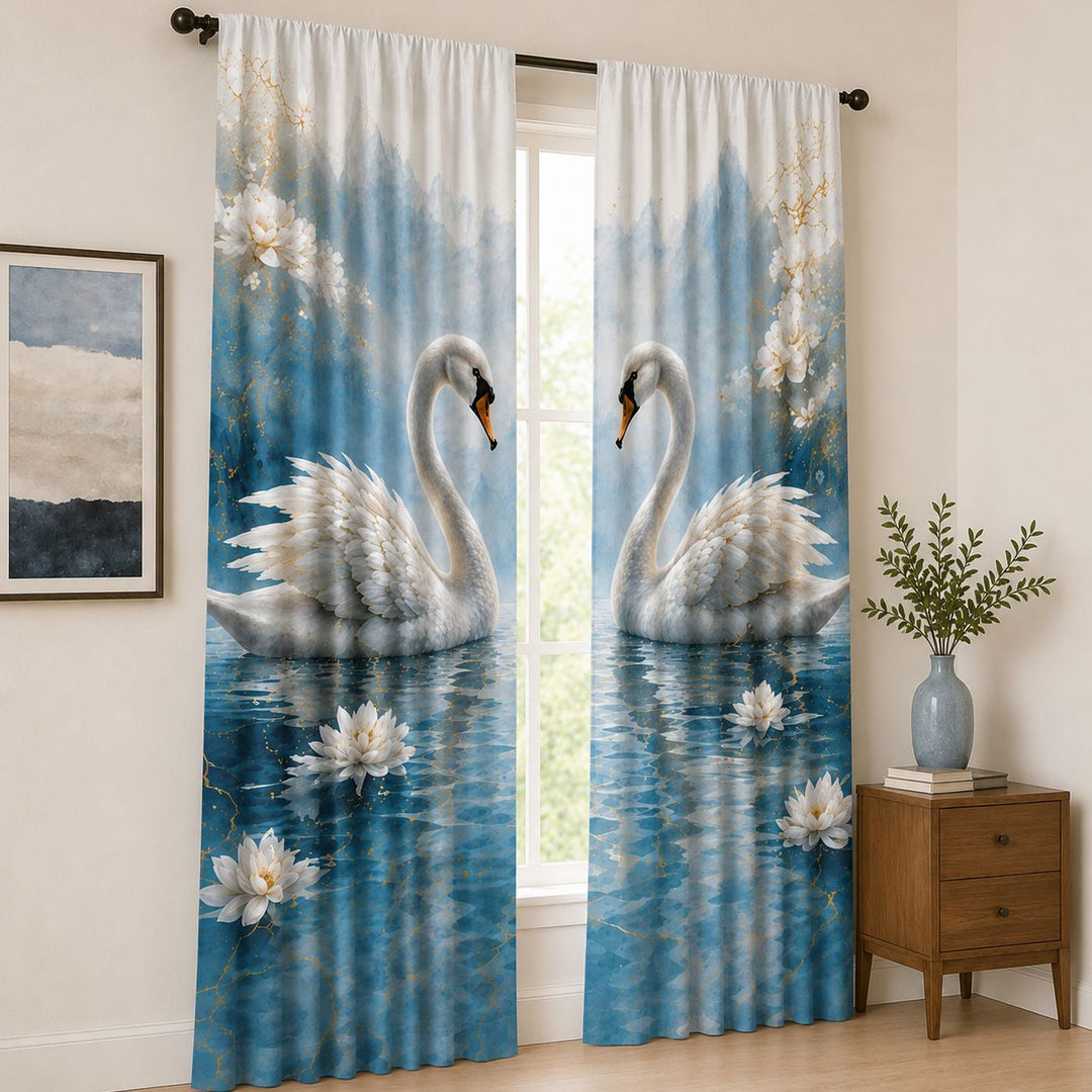 Ornate Bird Patterned Window Curtain