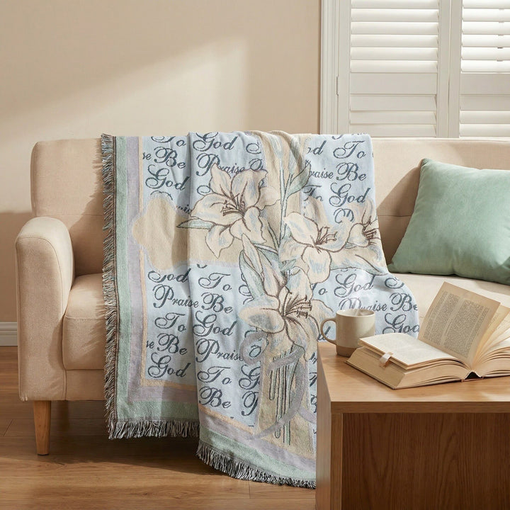 Inspirational Floral Tapestry Throw Blanket