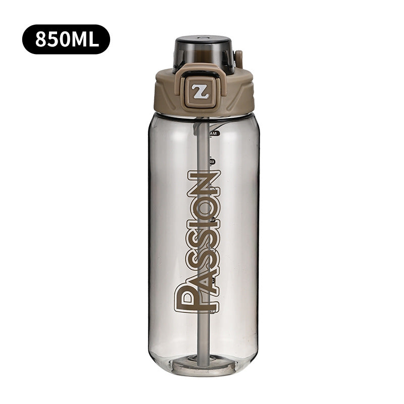 Ladies drinking bottle with integrated measuring system and flip-top closure Bowlift