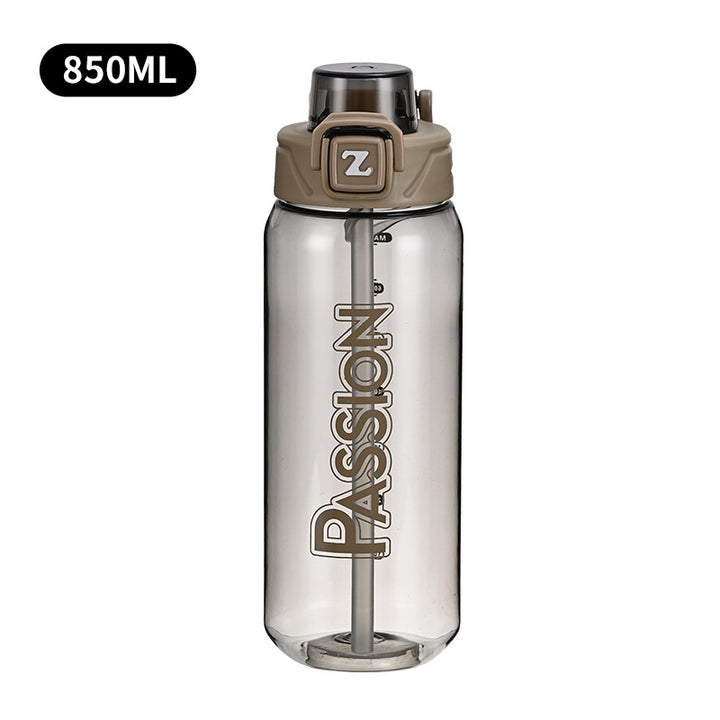 Ladies drinking bottle with integrated measuring system and flip-top closure Bowlift