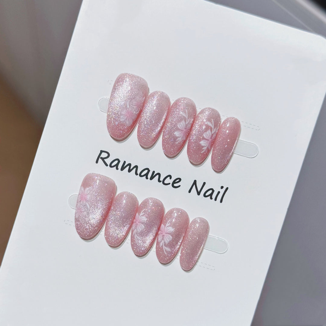 Floral Design Press-On Nail Set Bowlift