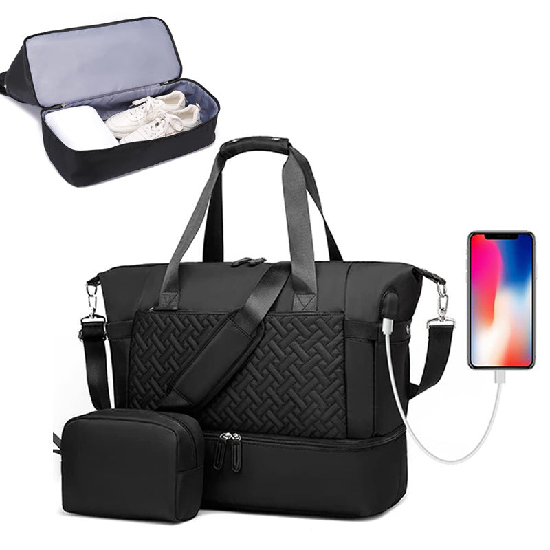 Multi-Compartment Travel Duffel Bag with USB Charging Port Bowlift