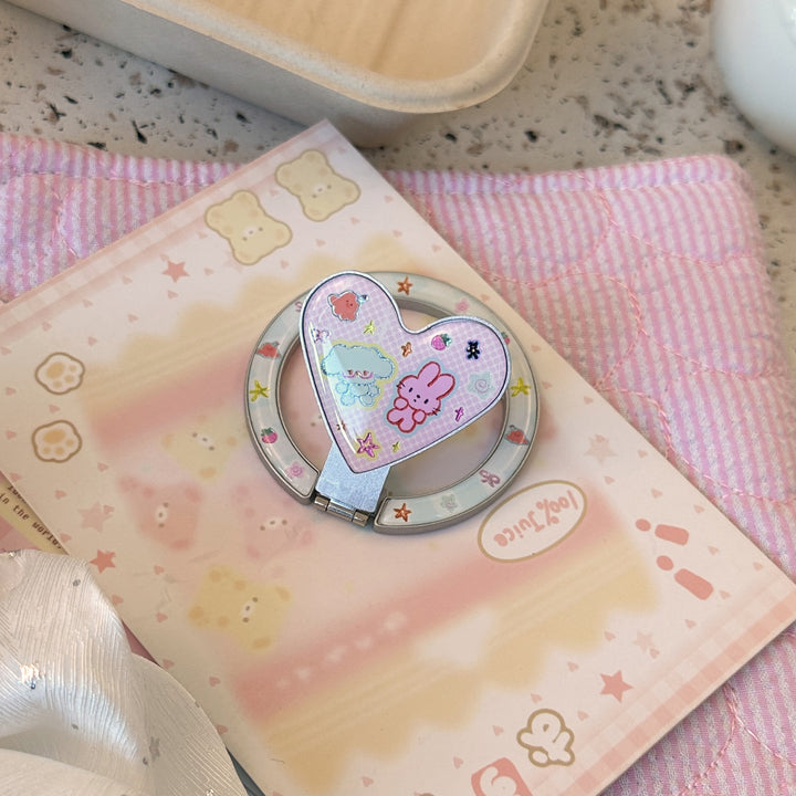Heart-shaped Smartphone Finger Holder with Kawaii Design Bowlift