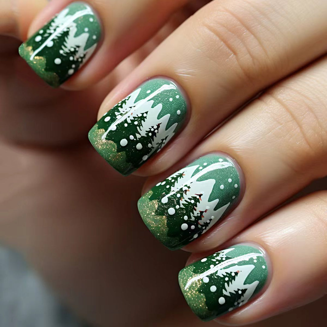 Festive Winter Forest Nail Art Bowlift