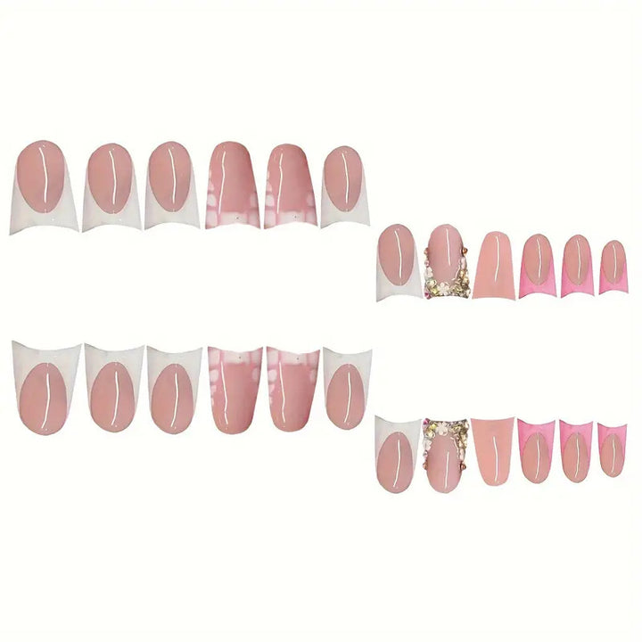 Glamorous 3D Crystal-Accented Press-On Nail Set Bowlift