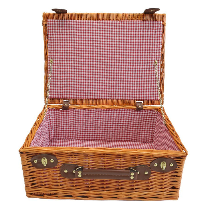 Ladies picnic basket with removable compartments and classic gingham pattern Bowlift