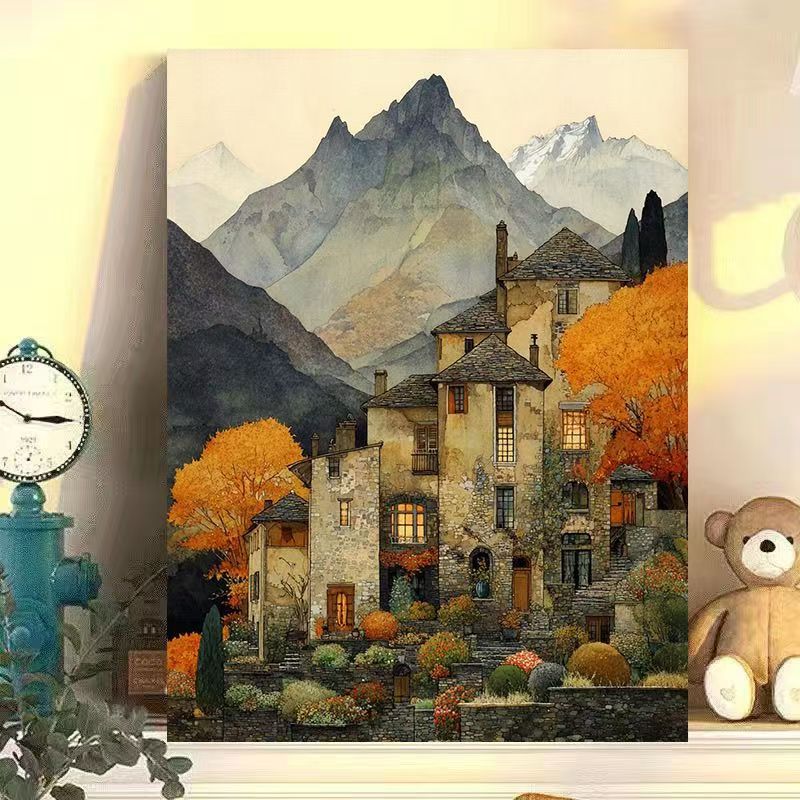 Vintage European Landscape Canvas Art Print Bowlift