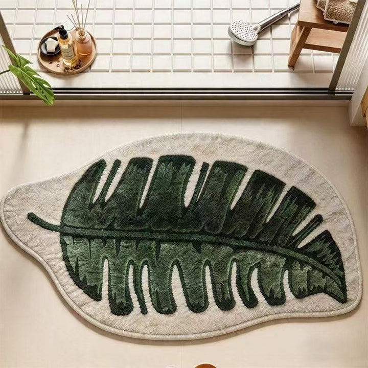 Leaf-Shaped Plush Bath Mat