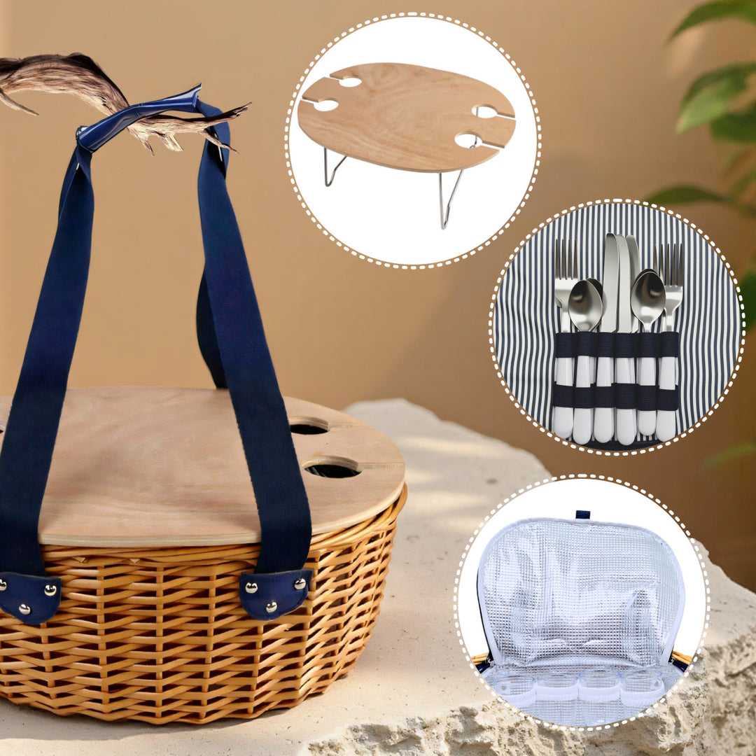 Women’s picnic basket with removable wooden lid and sturdy handles Bowlift