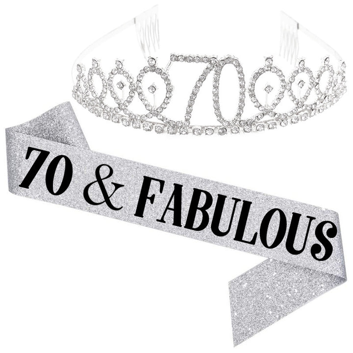 Girl Glittering Birthday Crown and Sash Set Bowlift
