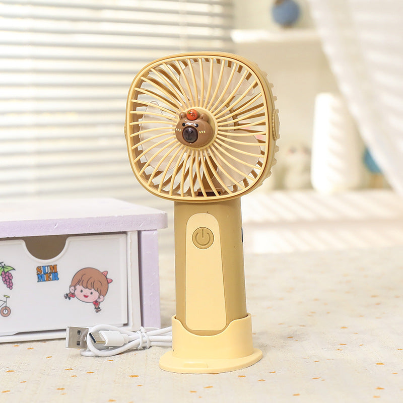 Ladies Portable Handheld Fan with Cute Bear Design Bowlift
