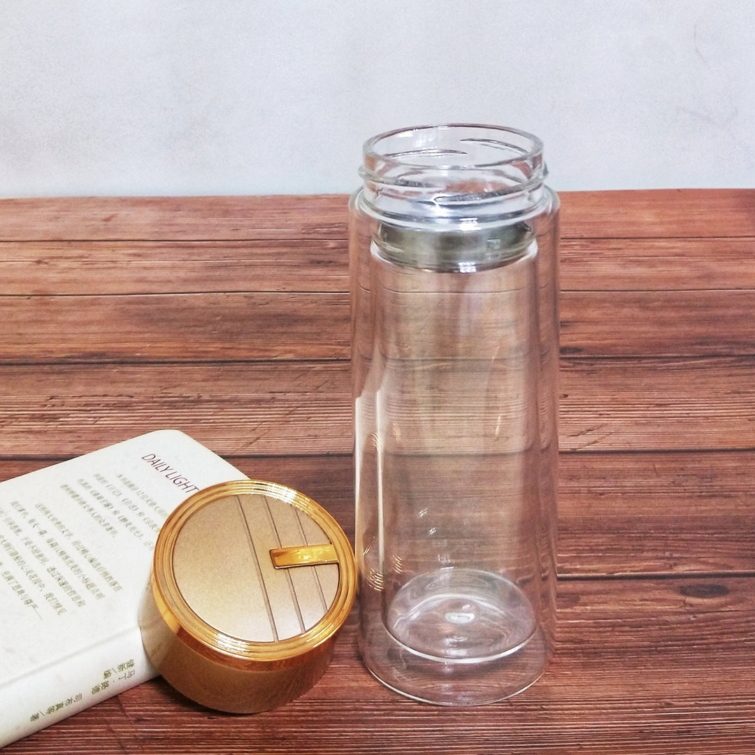Women High-Quality Tea Glass Bottle with Integrated Stainless Steel Strainer Bowlift