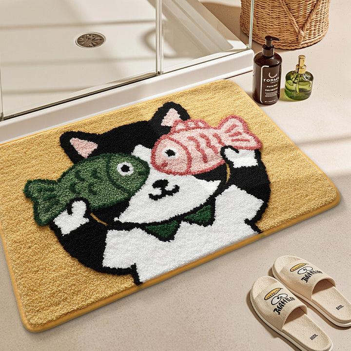 Turtle-Themed Plush Bath Mat Bowlift