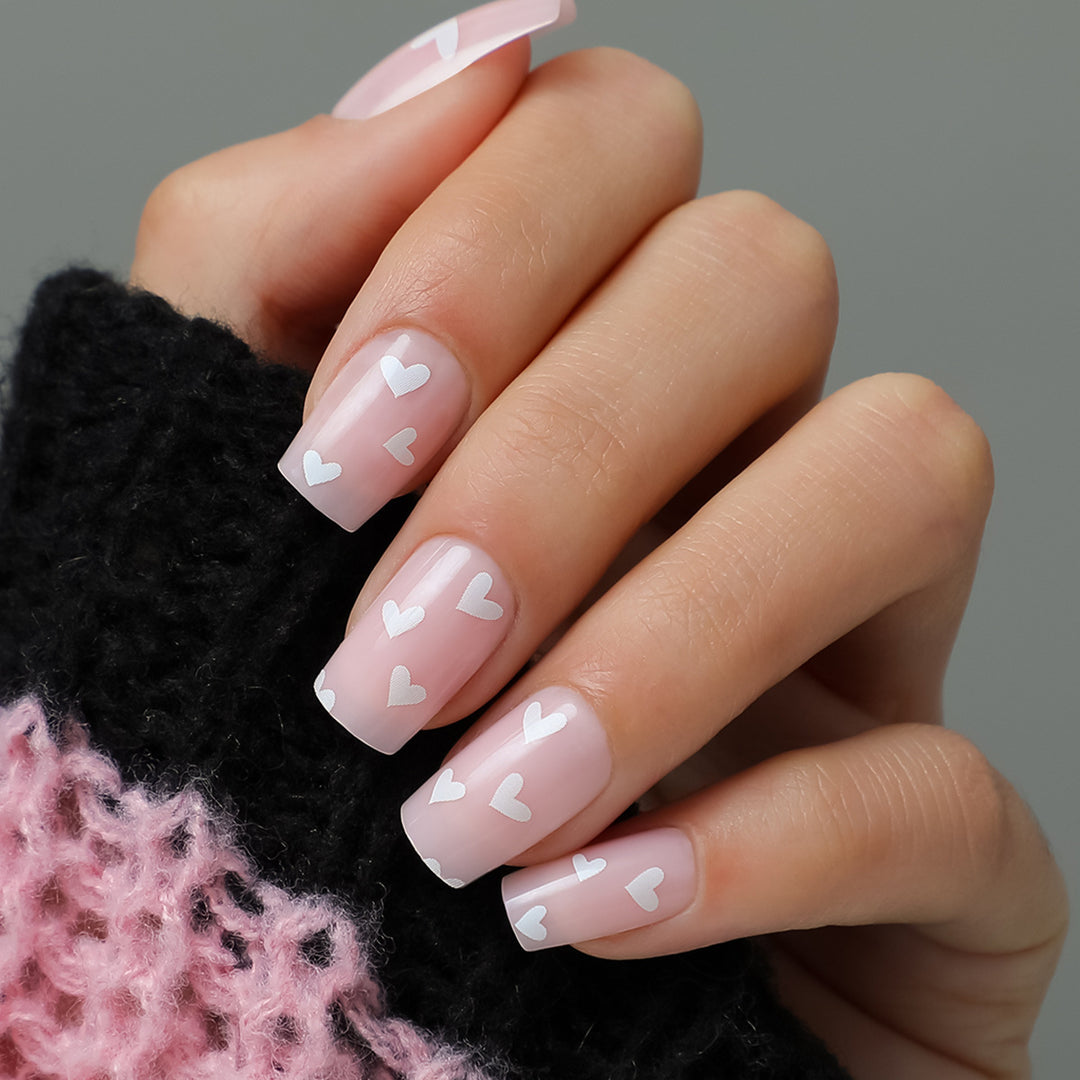 Heart-Themed Full Cover Press-On Nails Bowlift