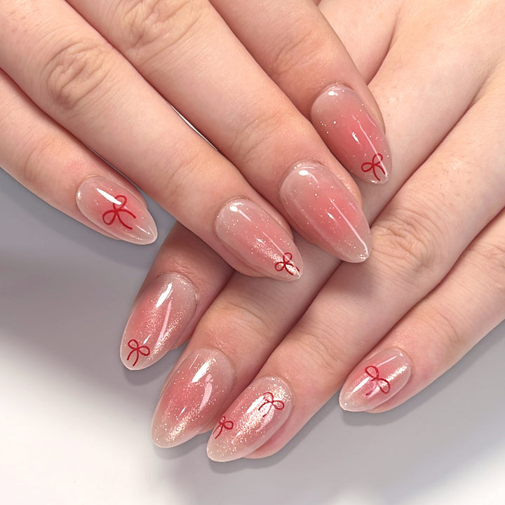 Artificial Nail Art with Bow Motif Bowlift