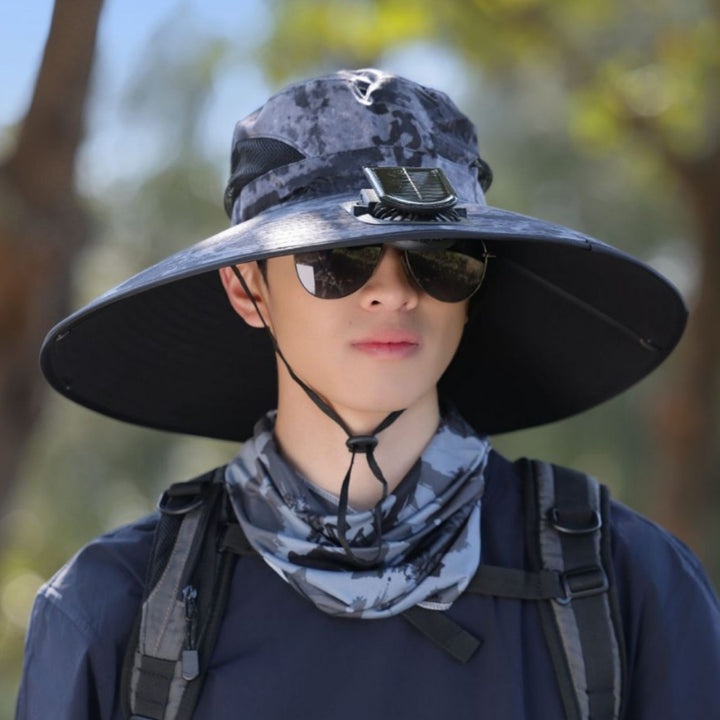 tactical fishing hat with wide brim, mesh ventilation and adjustable chin strap Bowlift