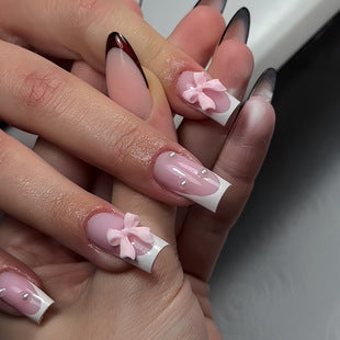 Creative 3D Bow and Pearl Nail Extensions Bowlift