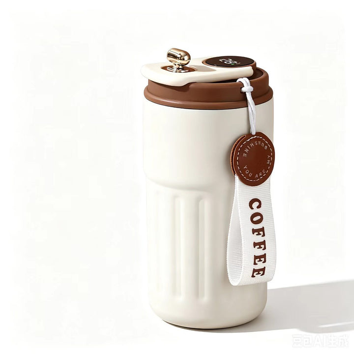 Insulated Stainless Steel Travel Coffee Tumbler with Leakproof Lid and Carry Strap Bowlift