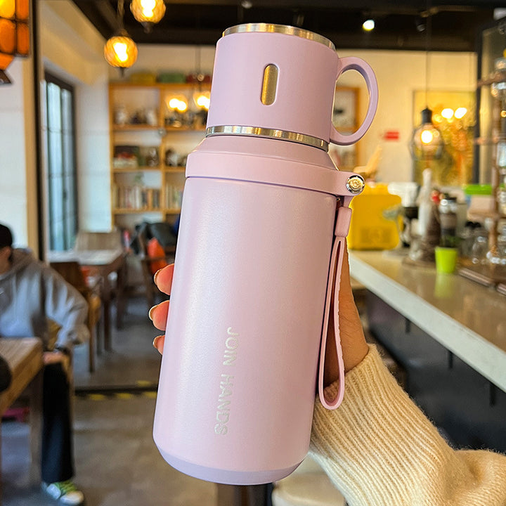 Women's Insulated Drinking Bottle with Ergonomic Grip and Leak-proof Lid System Bowlift