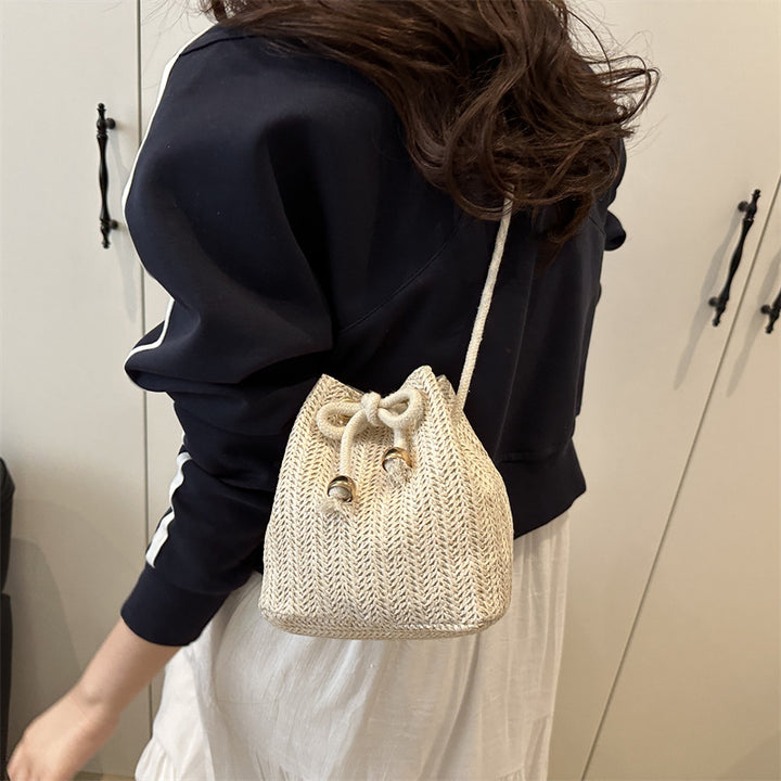 Bohemian Straw Bucket Bag Bowlift