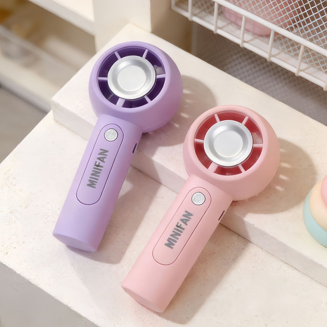 Women Portable Hand Fan with Integrated LED Light and Ergonomic Design Bowlift