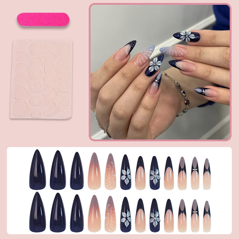 Artificial nail set with elegant floral and ombre designs Bowlift