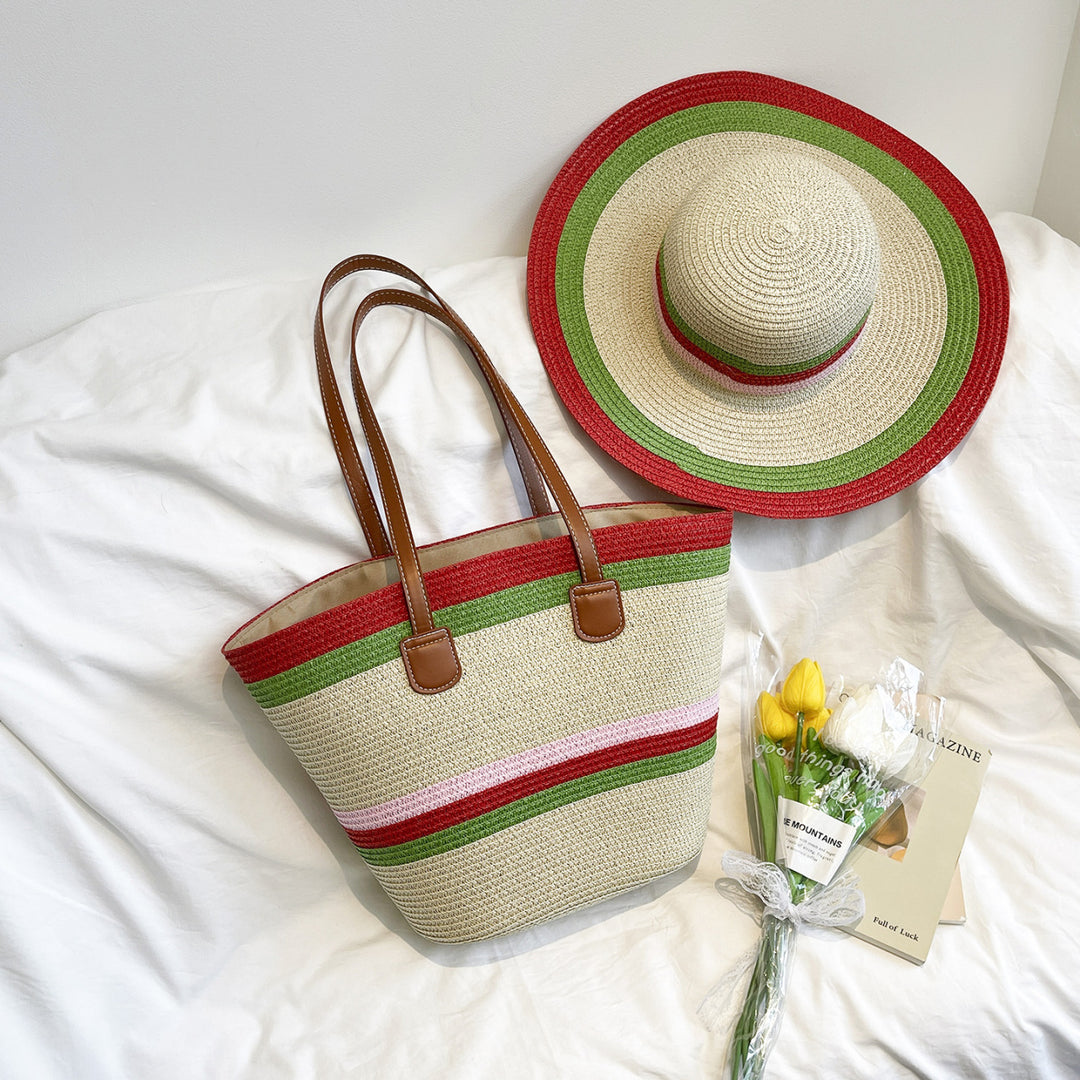 WoColorful Straw Beach Tote Bag Bowlift