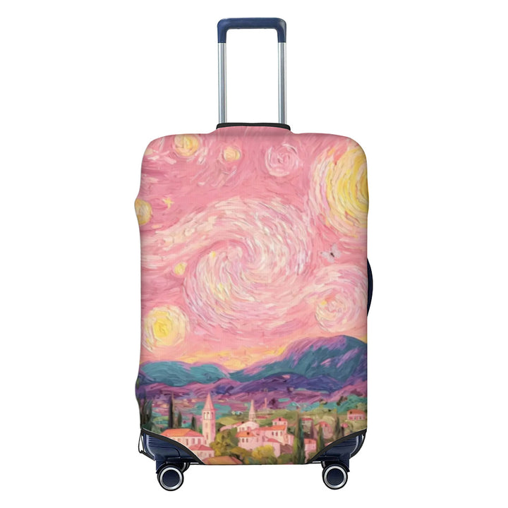 Unisex stretchable suitcase cover with impressionist landscape print and zipper for trolley with swivel wheels Bowlift