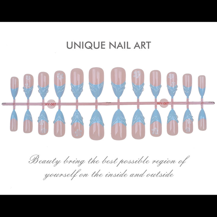 Elegant Floral-Themed Press-On Nail Art Set Bowlift