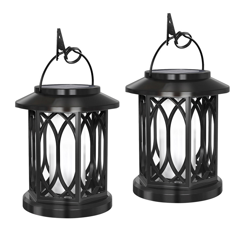 Decorative Solar Hanging Lantern With Metal Lattice Panels Bowlift