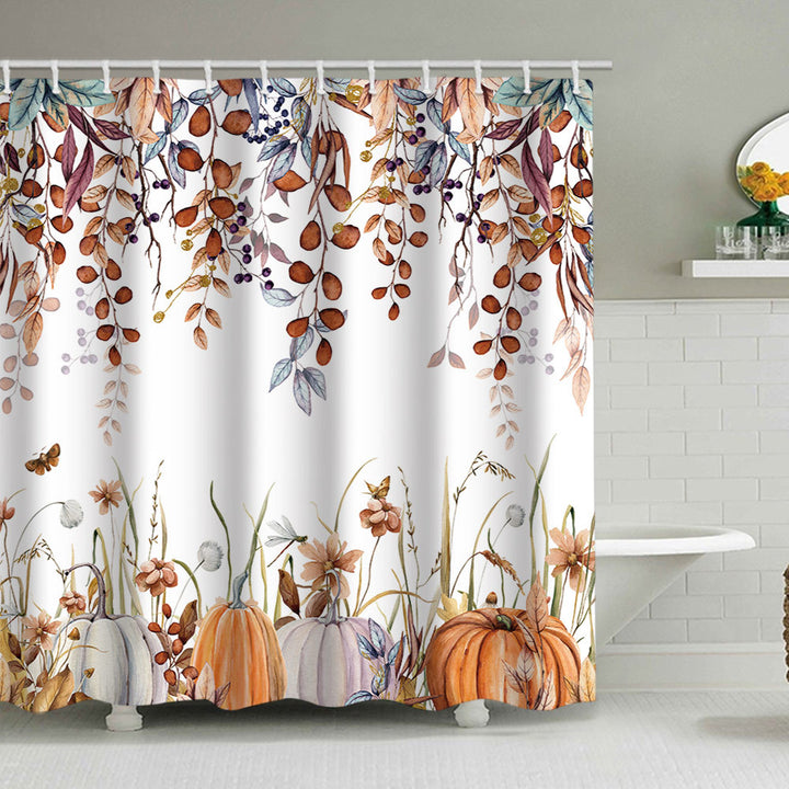 Artistic Pumpkin Print Shower Curtain Bowlift