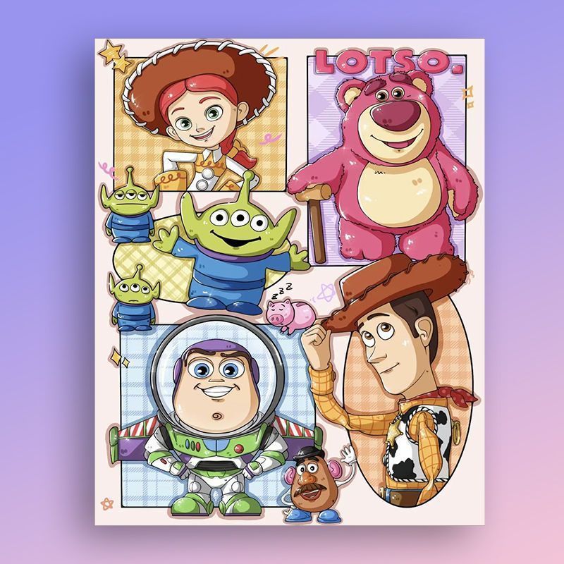 Cartoon Character Sticker Art Print Bowlift