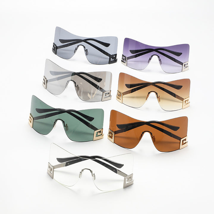 Women's Oversized Shield Sunglasses with Extravagant Design Bowlift