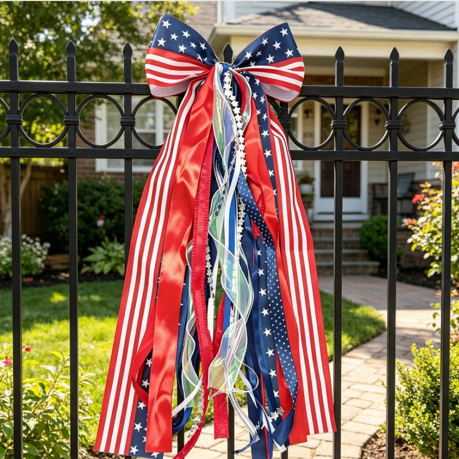 Unisex nan decorative ribbon hanging decoration with long satin and organza ribbons Bowlift