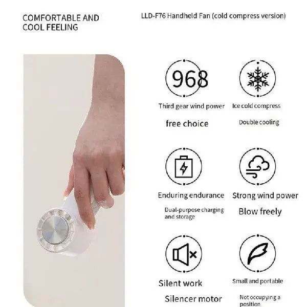 Women's one-size portable bladeless personal fan with adjustable tilt angle and silent motor with three speeds Bowlift