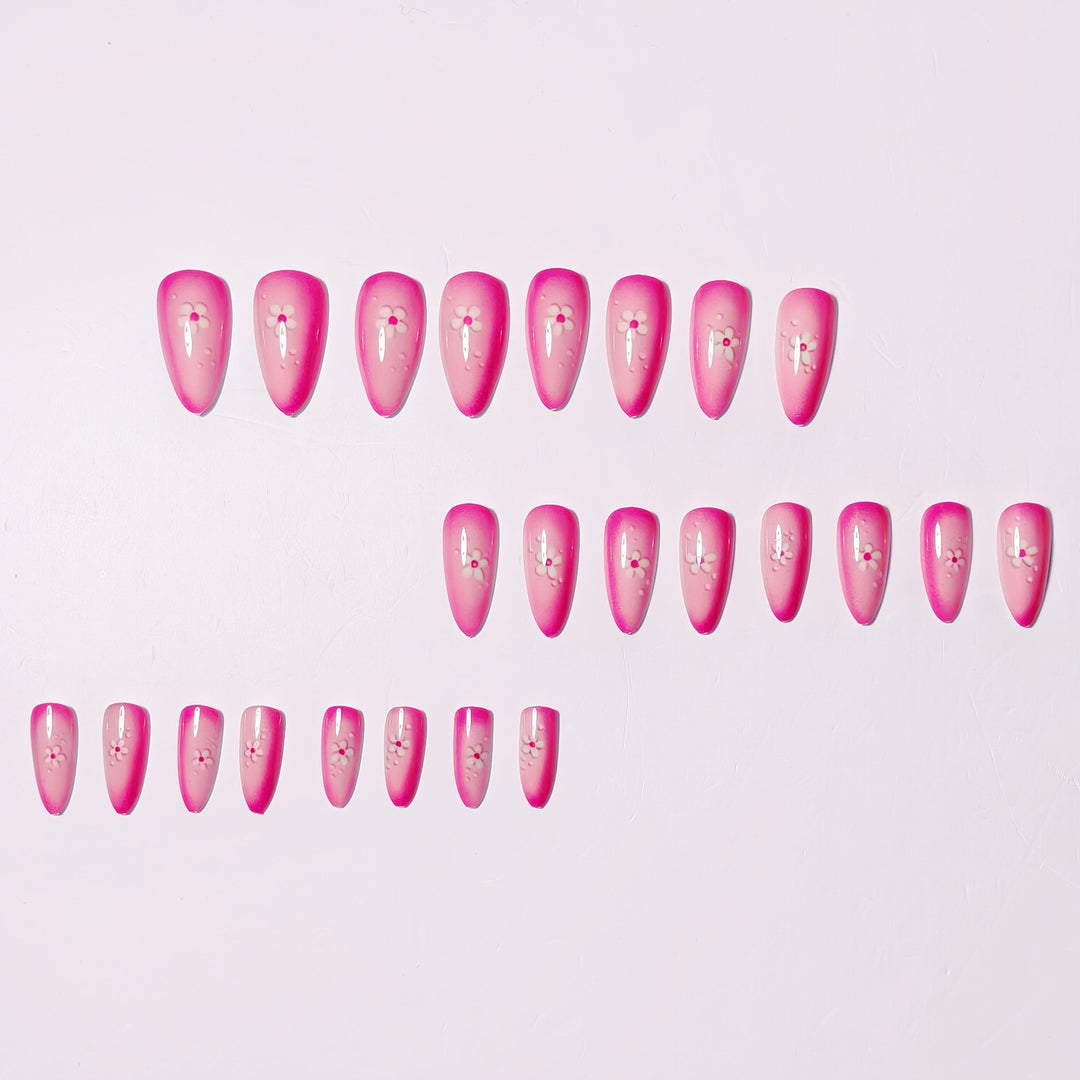 Artificial Nails in Elegant Flower Pattern Bowlift