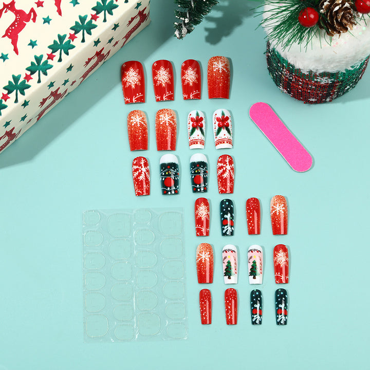 Festive artificial nails in Christmas design Bowlift