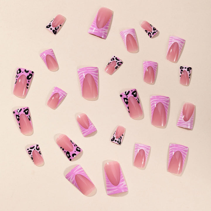 Artistic Leopard Print Stiletto Nail Extensions Bowlift