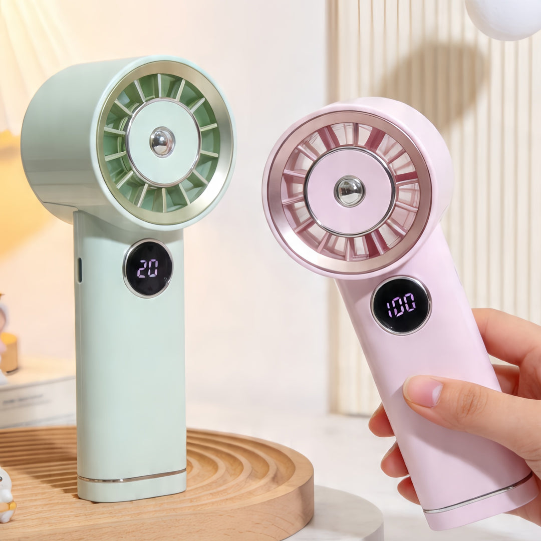 Women Portable Mini Fan with Digital Display Bowlift
