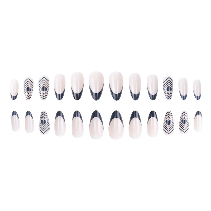 Stylish Stiletto Press-On Nails with Heart and Geometric Designs Bowlift