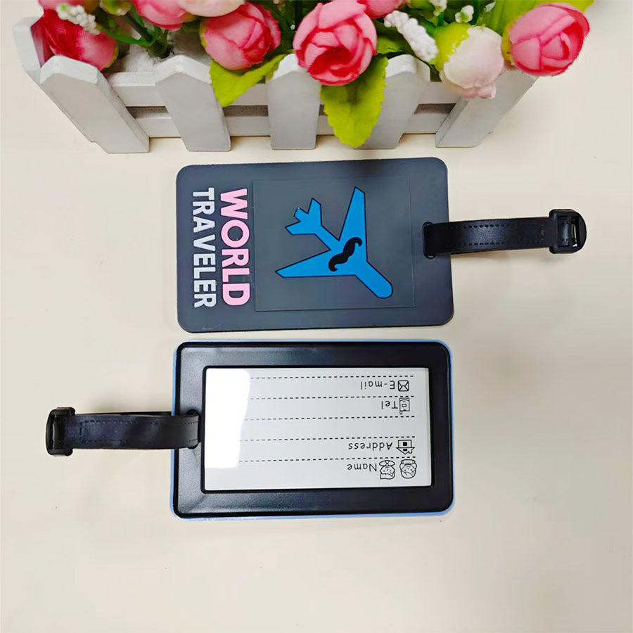 Unisex Travel-Themed Silicone Luggage Tag Bowlift