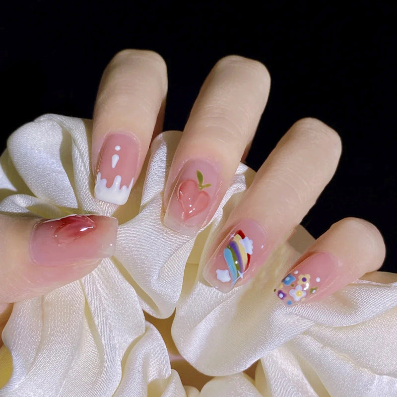 Creative nail art set with colorful fruit motifs and stylish designs Bowlift
