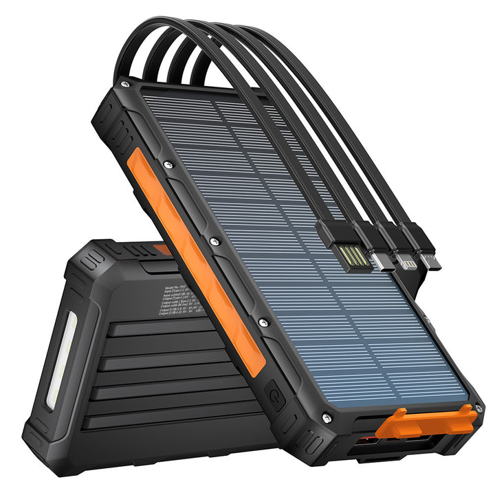 Solar Power Bank with Integrated Charging Cables and Robust Housing Bowlift