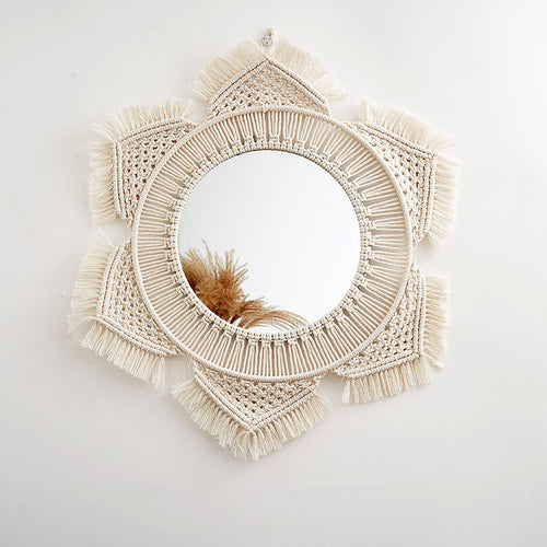 Macramé Decorative Round Wall Mirror Bowlift