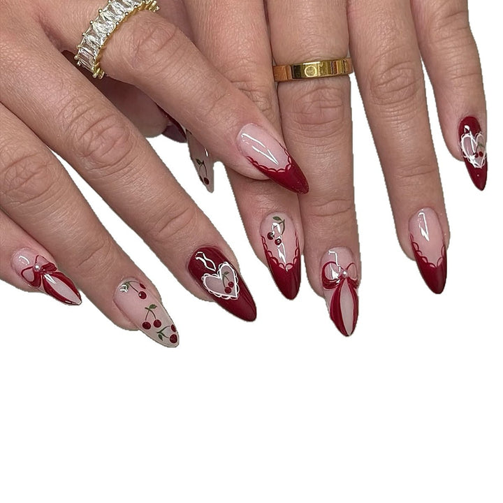 Creative nail set with romantic heart and bow accents Bowlift