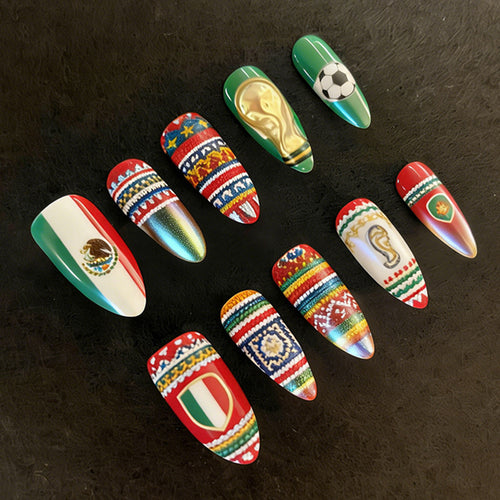 Artificial nail set with festive designs and unique motifs Bowlift